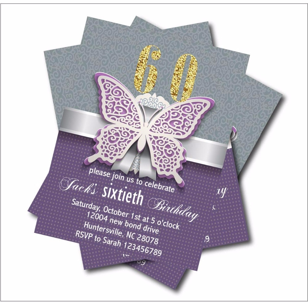 14 Pcs lot Personalized Adult 60th Birthday Invitations 30th 40th 50th 