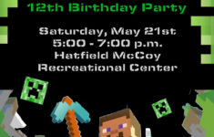 4x6 Minecraft Birthday Invitation Contact Me Via Email At Aswiney01