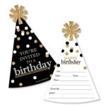 Adult Happy Birthday Gold Shaped Fill In Invitations Birthday