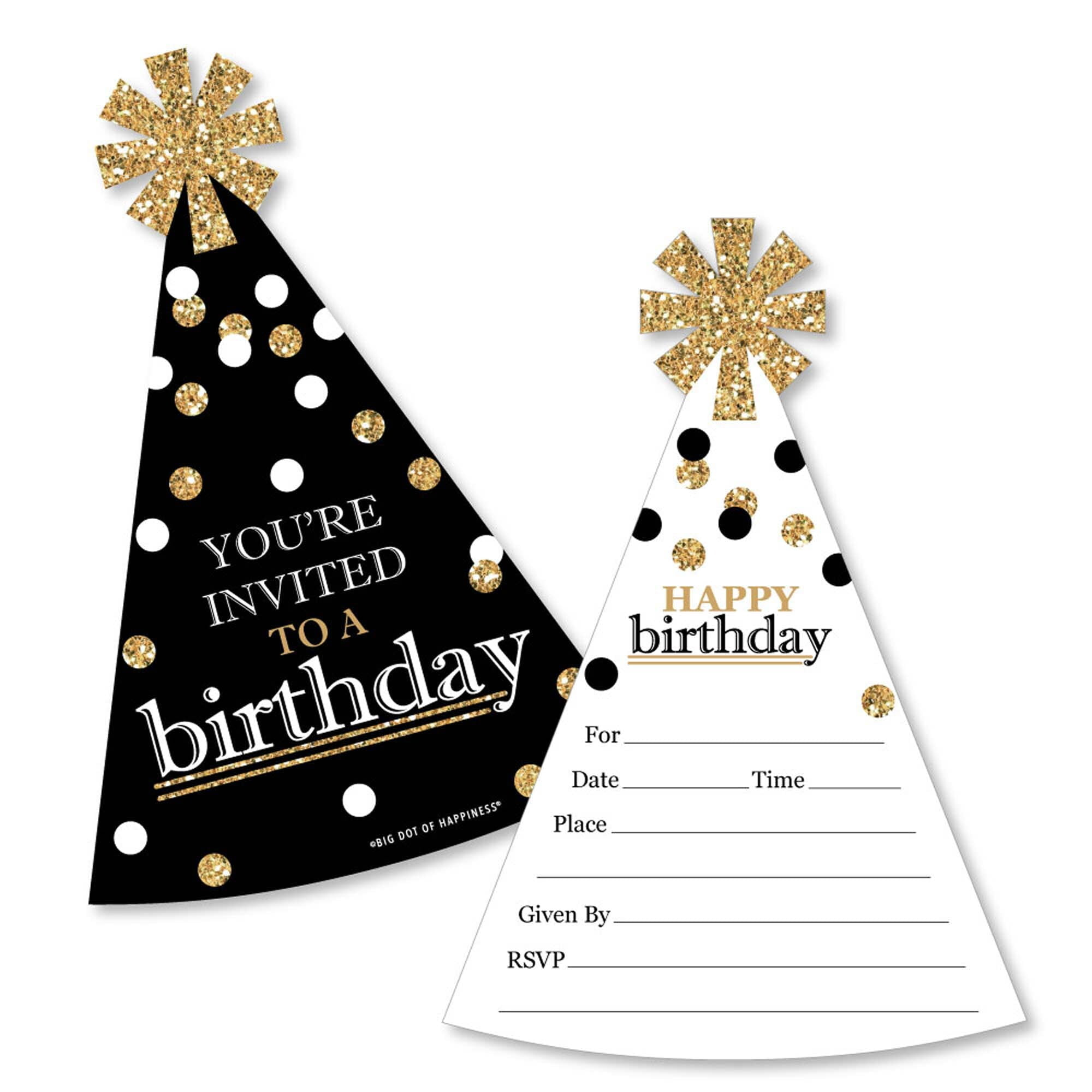 Adult Happy Birthday Gold Shaped Fill In Invitations Birthday 