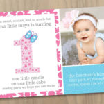 Baby Girl First 1st Birthday Photo Invitation Flowers And