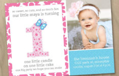 Baby Girl First 1st Birthday Photo Invitation Flowers And