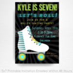 Boy Roller Skate Birthday Party Printable Invitation YOU Print Etsy