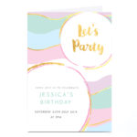 Buy Personalised Birthday Party Invitation Gold Pastel For GBP 1 79