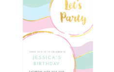 Buy Personalised Birthday Party Invitation Gold Pastel For GBP 1 79