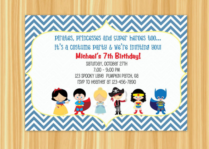 Free Printable Costume Birthday Party Invitations
