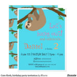 Cute Sloth Birthday Party Invitation Zazzle Birthday Party