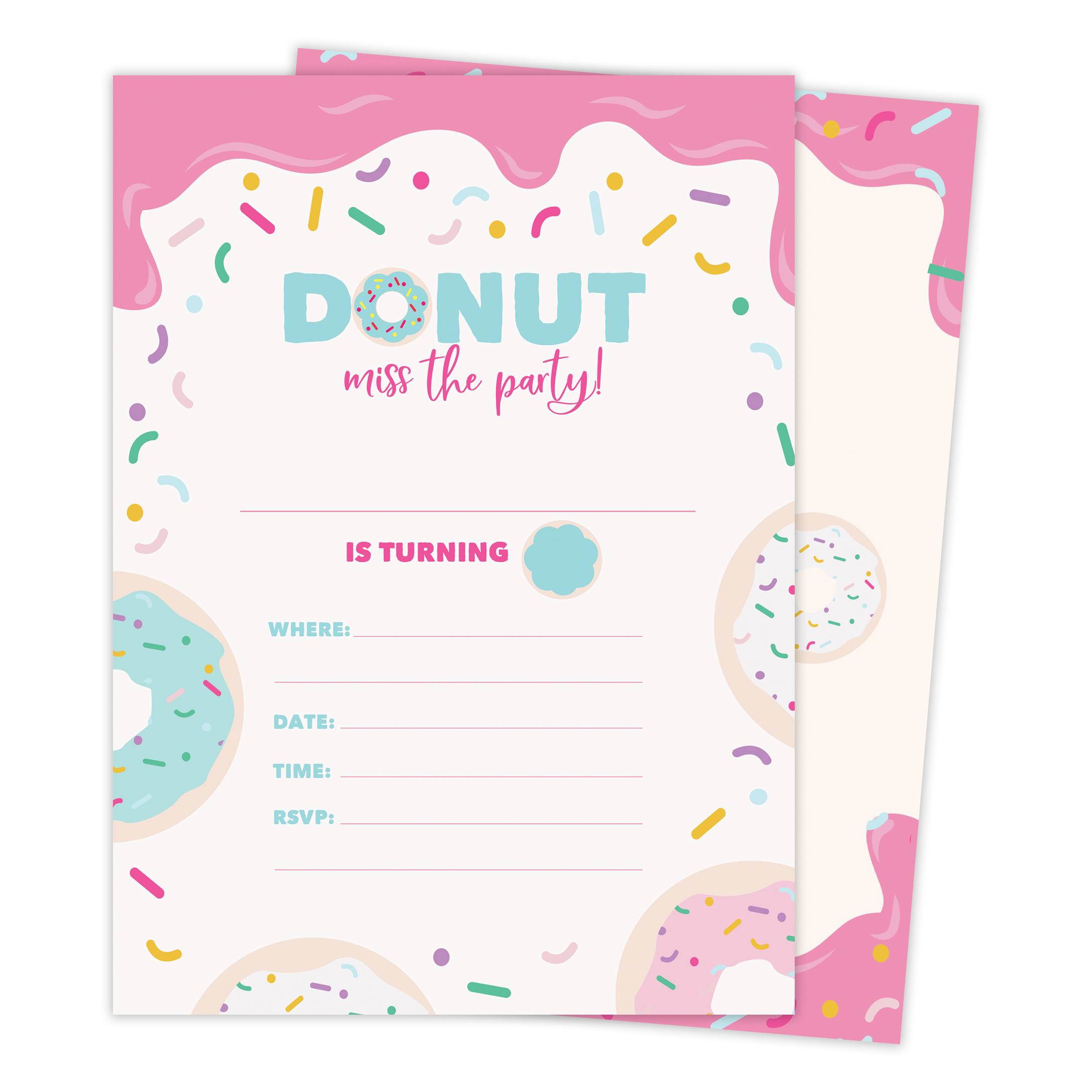 Donut Happy Birthday Invitations Invite Cards 25 Count With Envelopes 