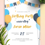 Download Printable Flag Garland And Balloons Birthday Invitation PDF