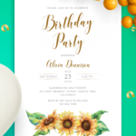 Download Printable Sunflower Women S Birthday Invitation PDF
