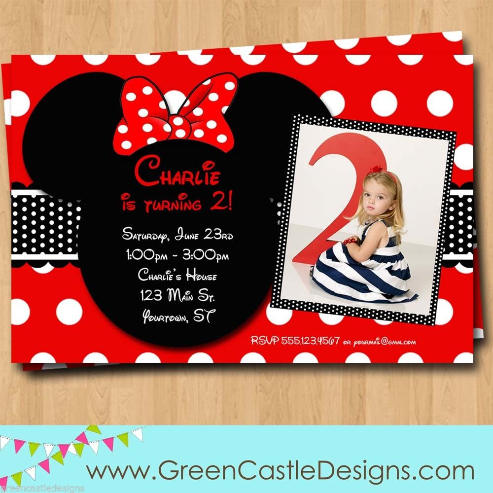 FREE Customized Minnie Mouse Birthday Invitations Template Download 