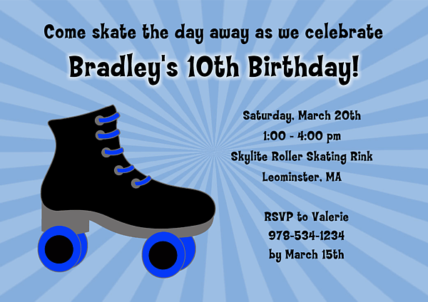 FREE Printable Roller Skating Birthday Party Invitations Download 