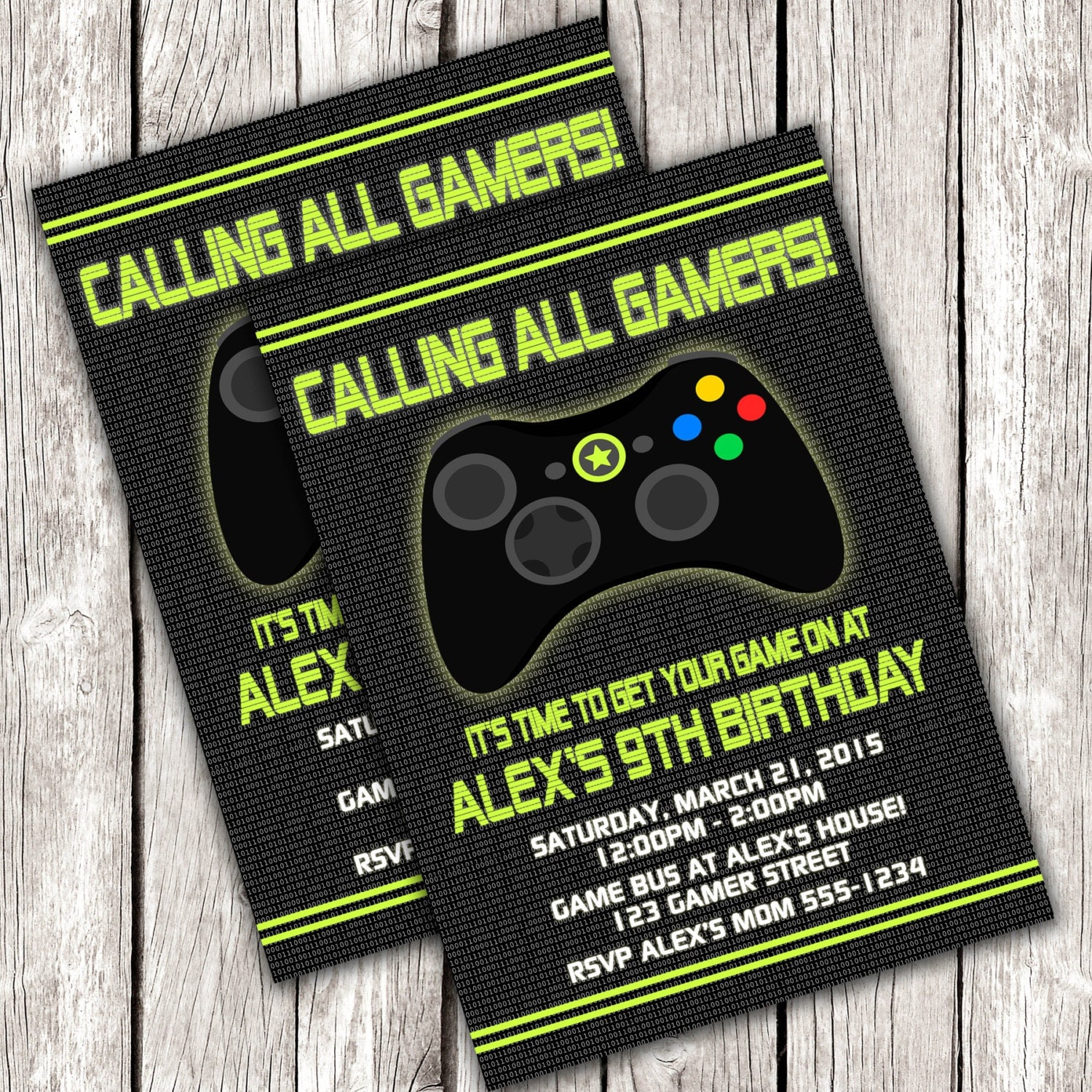 Gamer Invitation Video Game Birthday Party DIY Printable