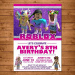Girl Roblox Birthday Invitation Pink Roblox Invite Roblox Party For