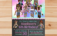 Girl Roblox Invitation Pink Roblox Invitation Roblox Party Etsy