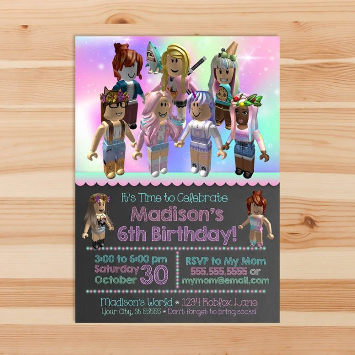 Birthday Invites Printable Free With Roblox Girls Royal High