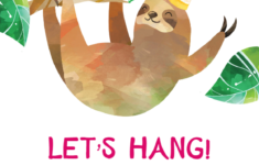 Hanging Sloth Birthday Invitation Template free Greetings Island
