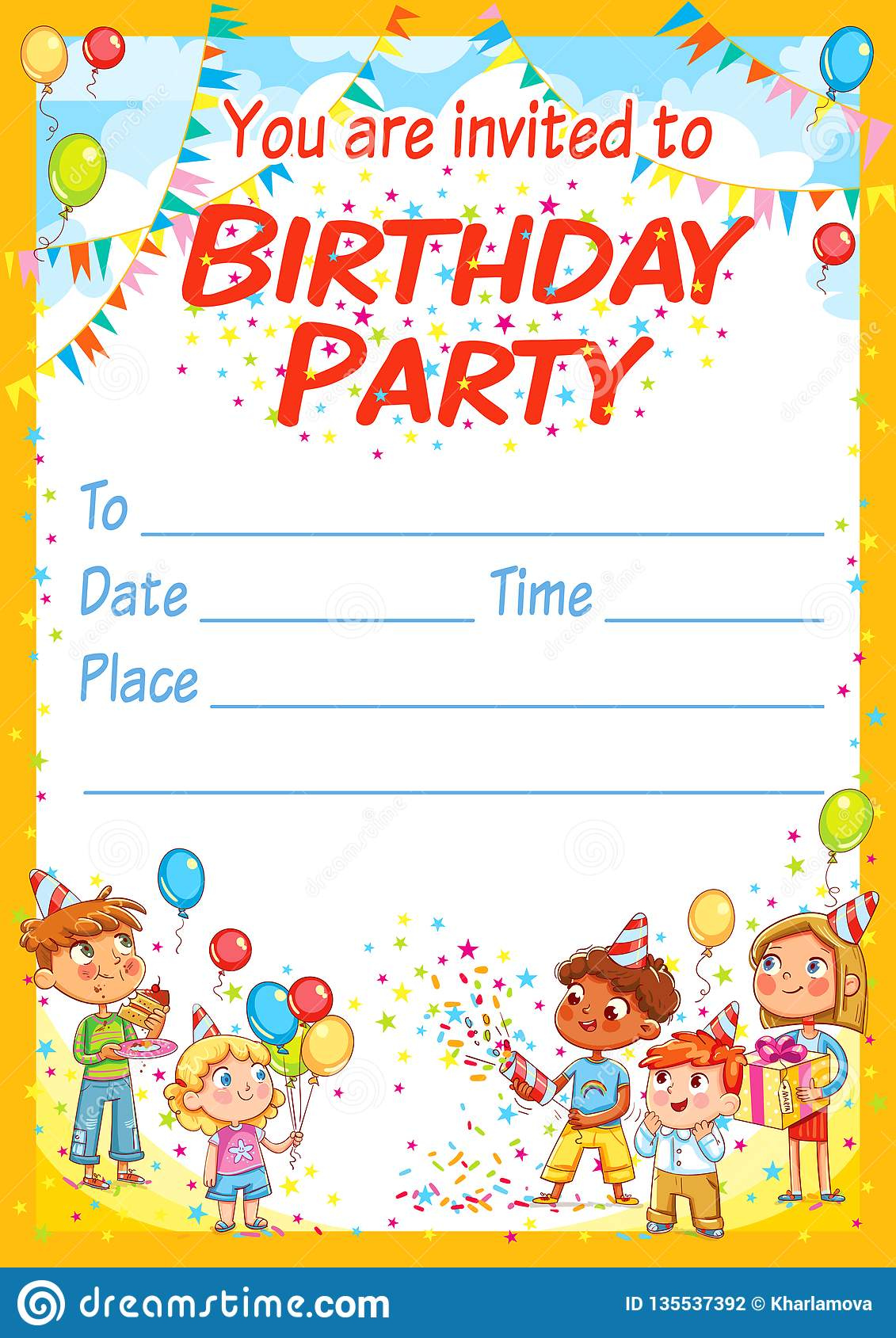 Invitation Card For The Birthday Party Stock Vector Illustration Of 