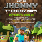 Minecraft Birthday Invitation Card 4 X 6 Or 5 X 7 Printable 1702