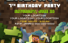 Minecraft Birthday Invitation Card 4 X 6 Or 5 X 7 Printable 1702