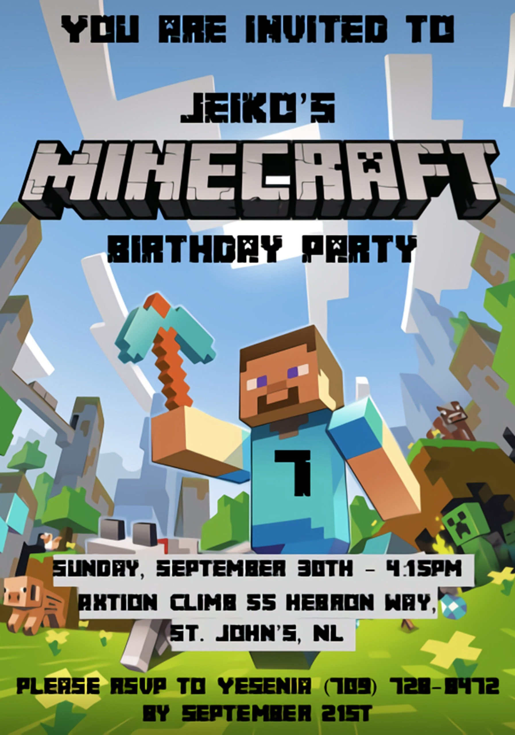 Minecraft Birthday Invitation Inspired By Etsy UK Minecraft 