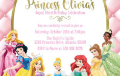 Princess Birthday Invitation Disney Princess Personalized Pink Tiara