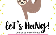 PRINTABLE 5x7 Custom Let s Hang Sloth Birthday Party Invitation For