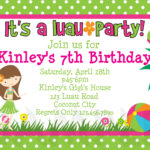 Printable Birthday Invitations Luau Party Little Girl