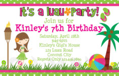 Printable Birthday Invitations Luau Party Little Girl