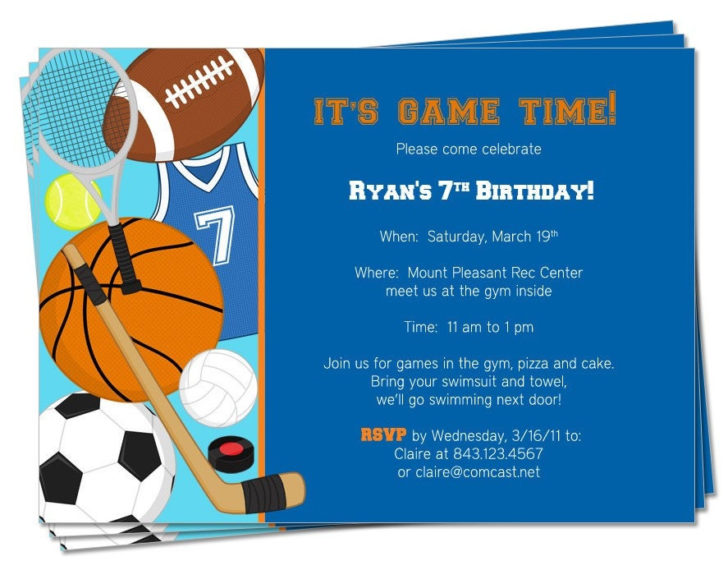 Sports Themed Birthday Invitations