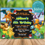 Printable Pokemon Birthday Invitation Templates Instant Download Bobotemp