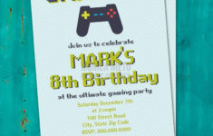Printable Video Game Birthday Invitation 8 Bit Invitation Etsy