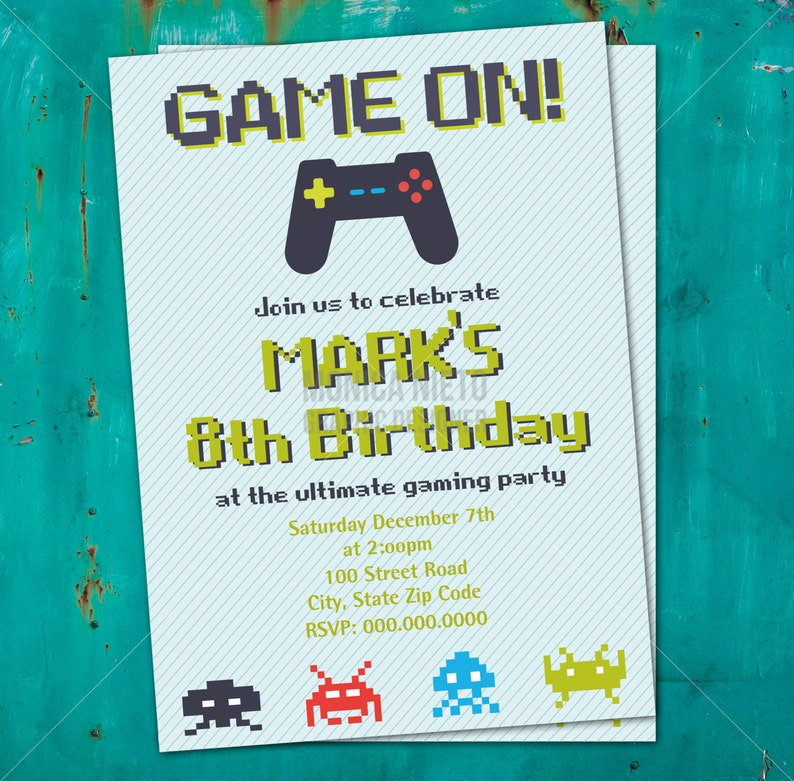 Printable Video Game Birthday Invitation 8 Bit Invitation Etsy