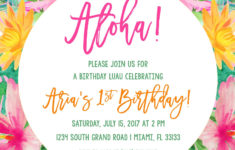 Tropical Birthday Invitation Luau Birthday Invitation First 1st