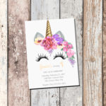 Unicorn Birthday Personalized Invitation 1 Sided Birthday Card Party