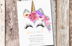 Unicorn Birthday Personalized Invitation 1 Sided Birthday Card Party